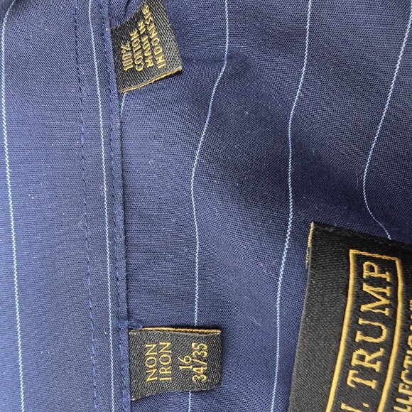 Donald J Trump Signature Collection Shirt 16-34/35 Long Sleeve Blue Striped‎ - Picture 4 of 9